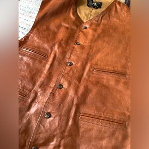 Amazing Vintage Ralph Lauren Leather Vest Caramel Brown